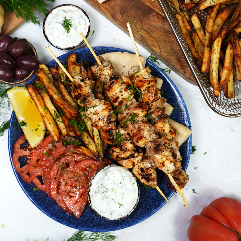 photo of Greek chicken souvlaki