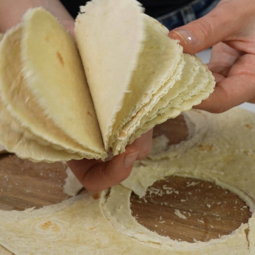 Tortilla circles cut out from tortillas 