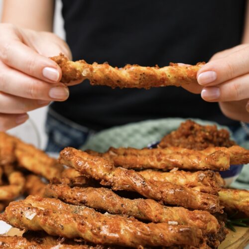 Freshly baked Peppery Cheddar Breadsticks