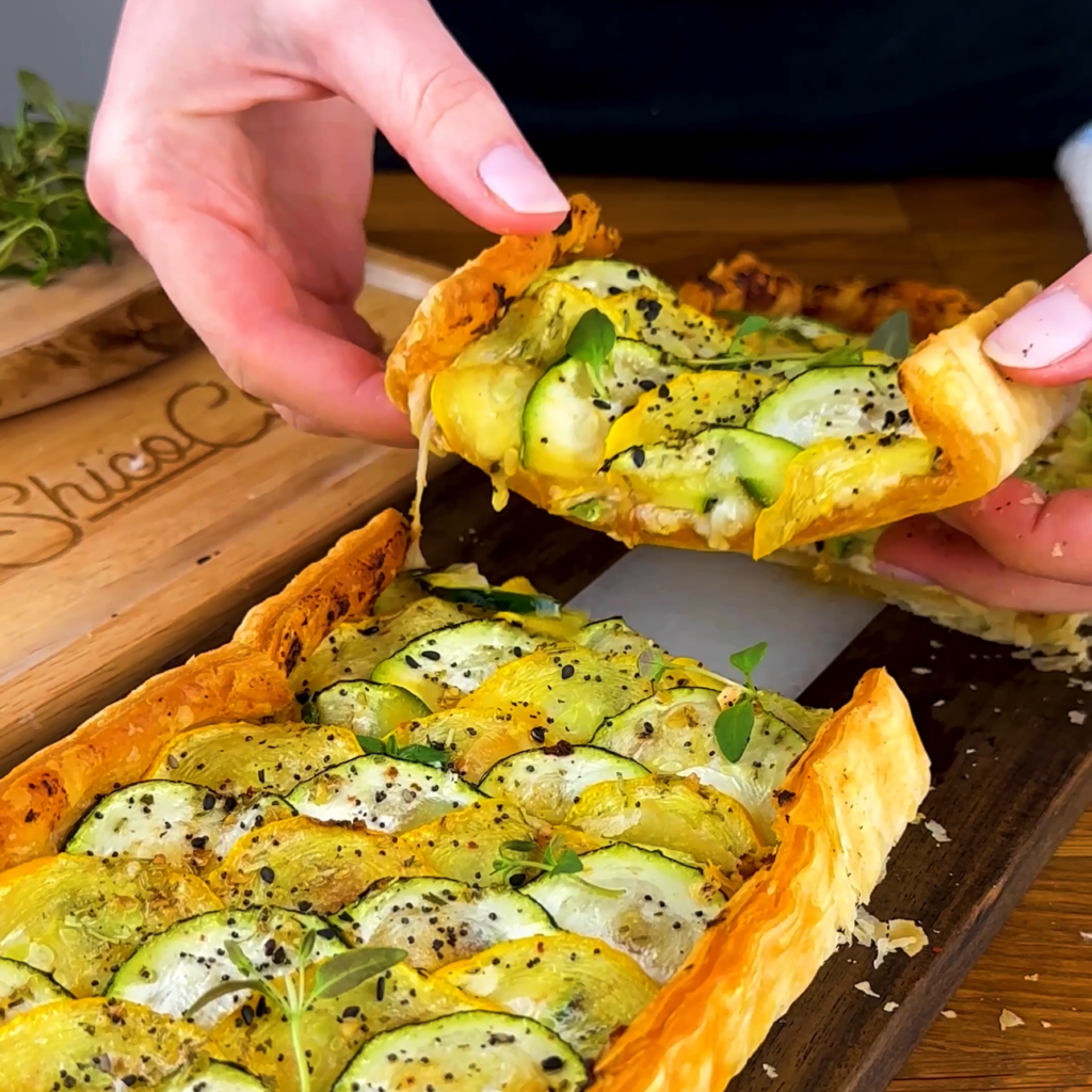 Sliced Courgette Ricotta Tart