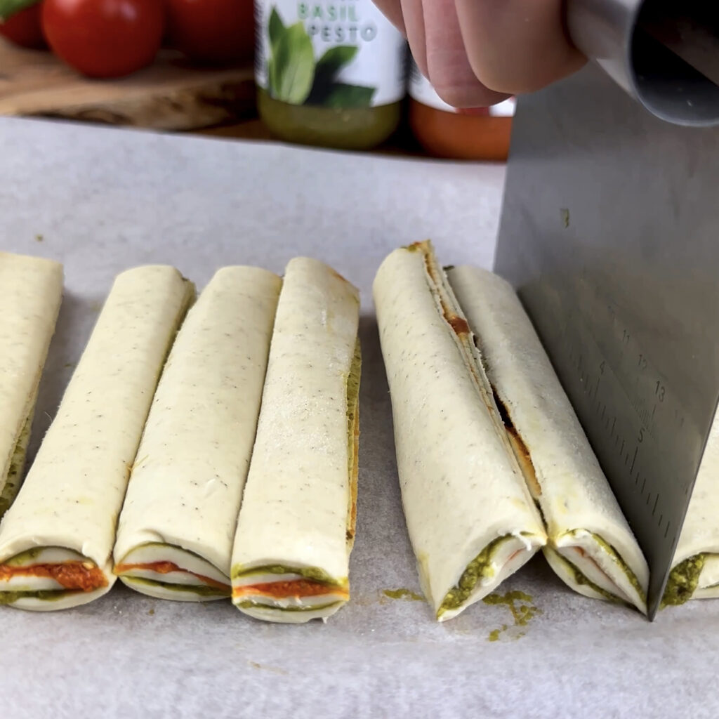 Layered puff pastry cut into 8-9 strips.