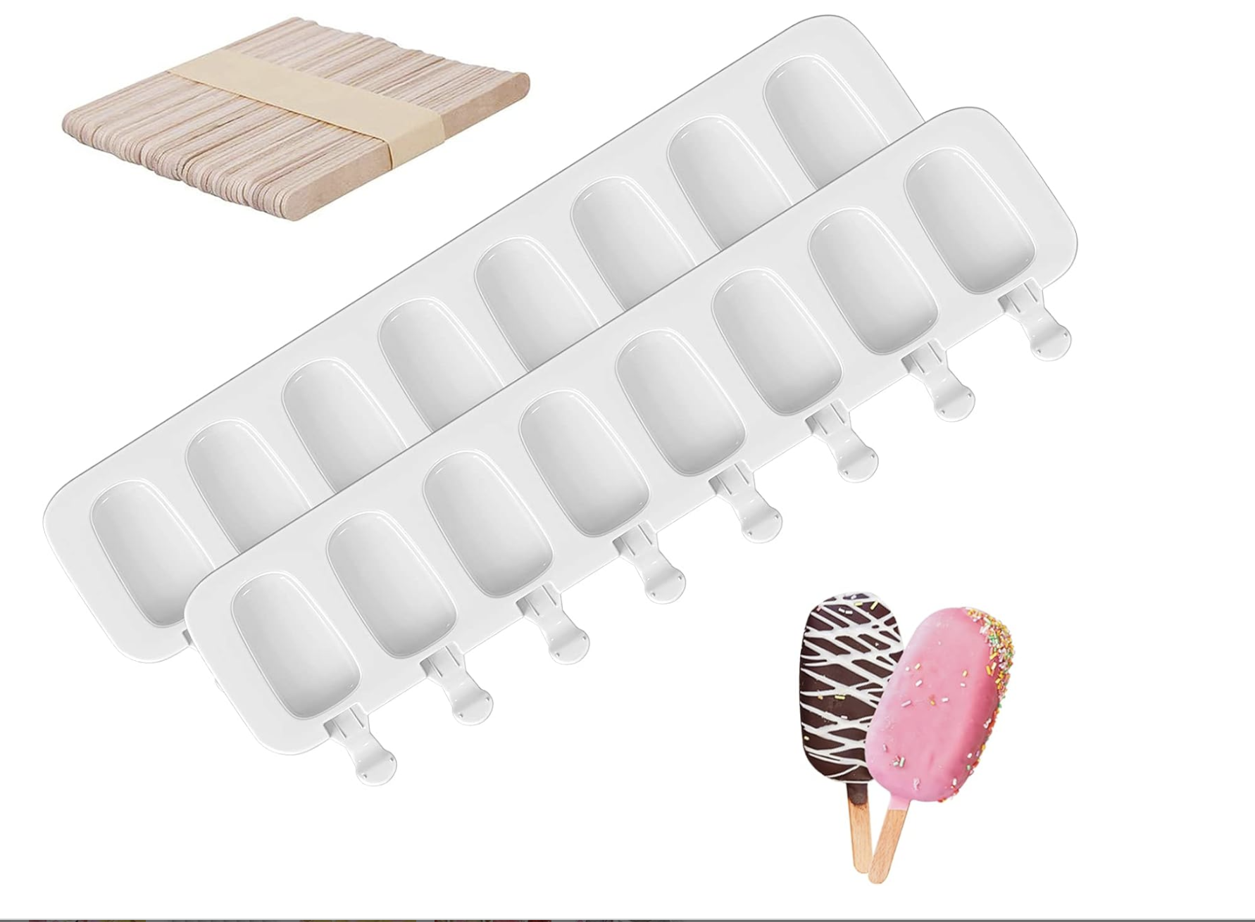 2 Pcs 8 Cavities Ice Cream Mould