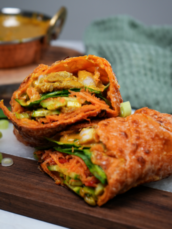 Sweet Potato Curry Wrap with chicken and vegetables