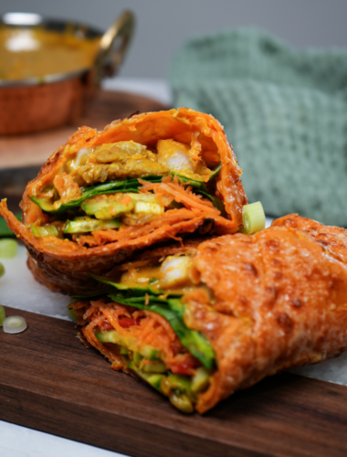 Sweet Potato Curry Wrap with chicken and vegetables