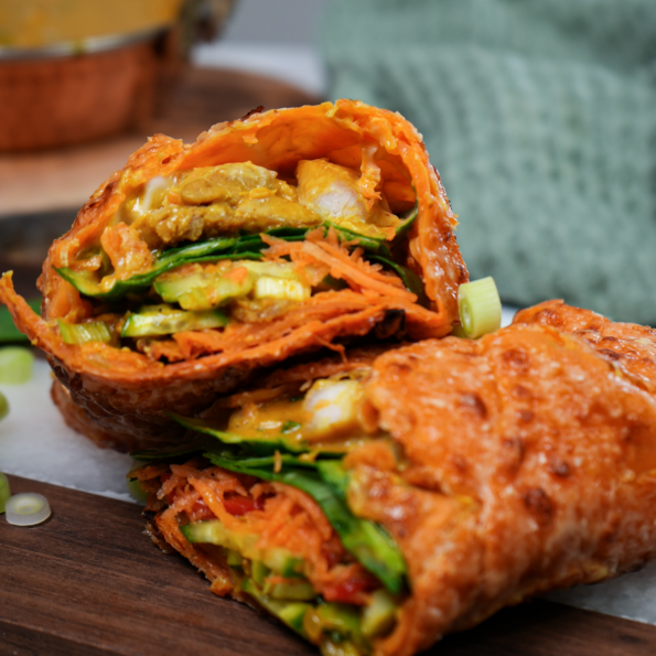 Sweet Potato Curry Wrap with chicken and vegetables