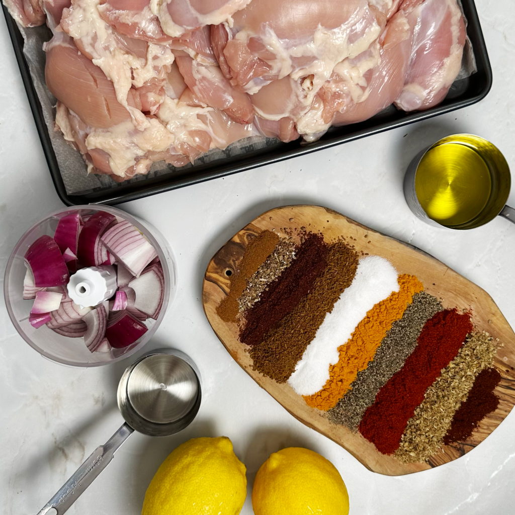 Ingredients for marinating chicken