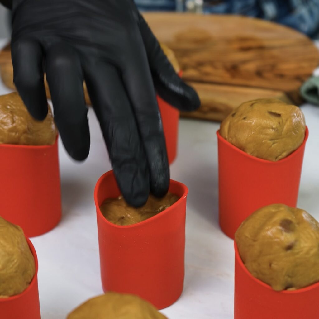 Pressing Dough into Cookie Shot Moulds