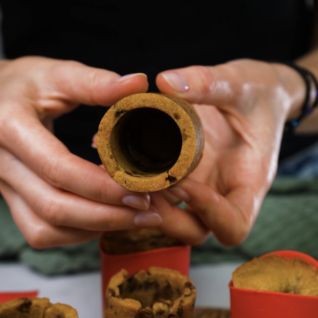 Baked chocolate chip cookie shot