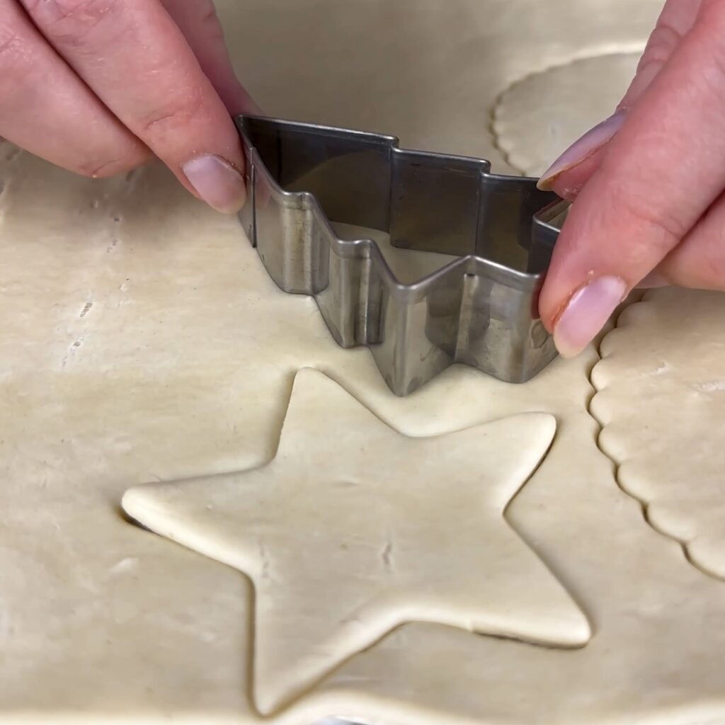 Christmas tree and star-shaped puff pastry ornaments.