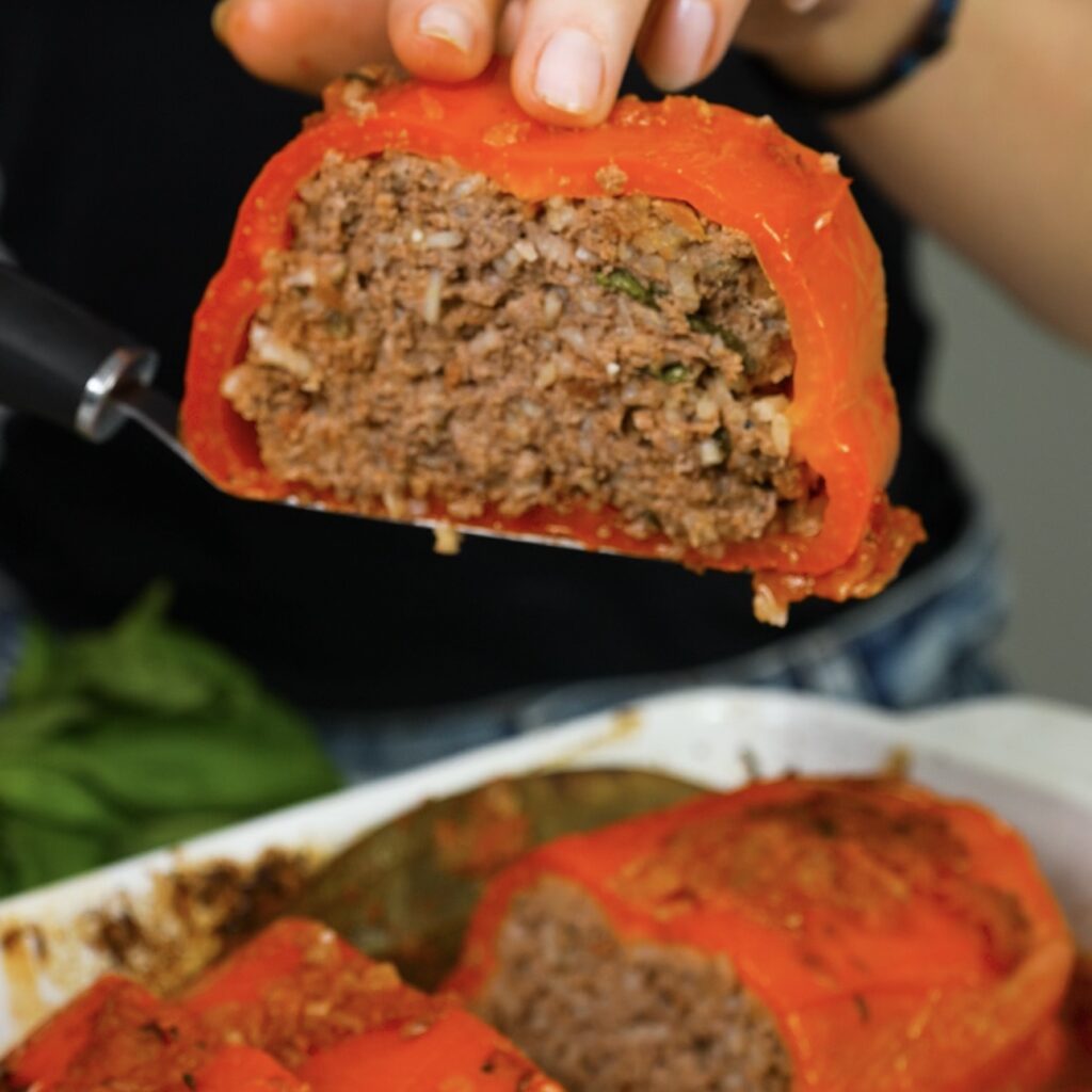 Sliced stuffed pepper