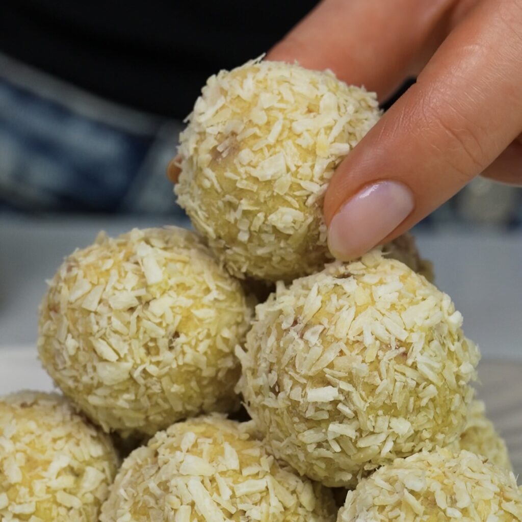 Ready blueberry cottage cheese bites on a serving plate