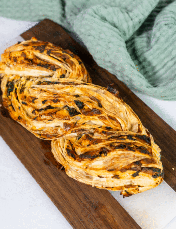 Feta and Spinach Filo Twist fresh from the oven