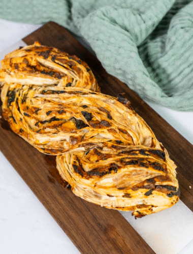 Feta and Spinach Filo Twist fresh from the oven