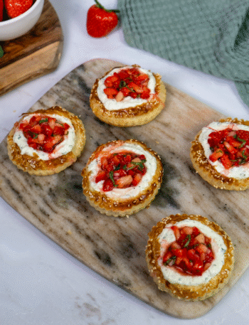 Mini tarts with whipped cottage cheese and strawberry salsa