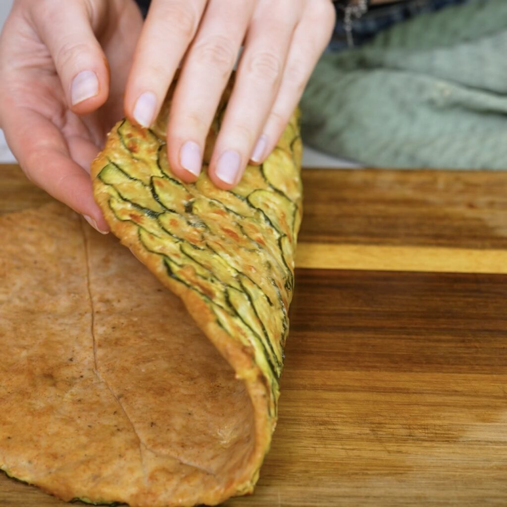 Flipped chicken and courgette wrap base
