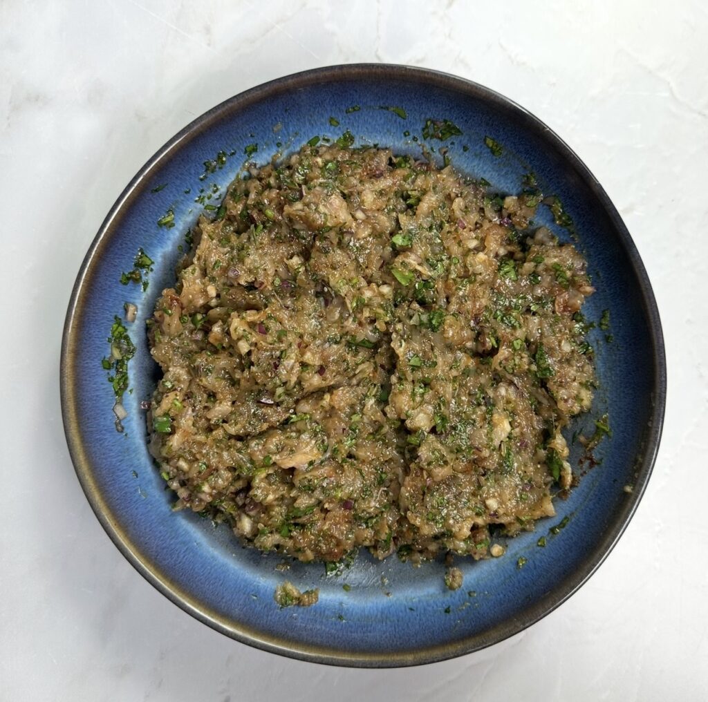 Chicken filling in a bowl