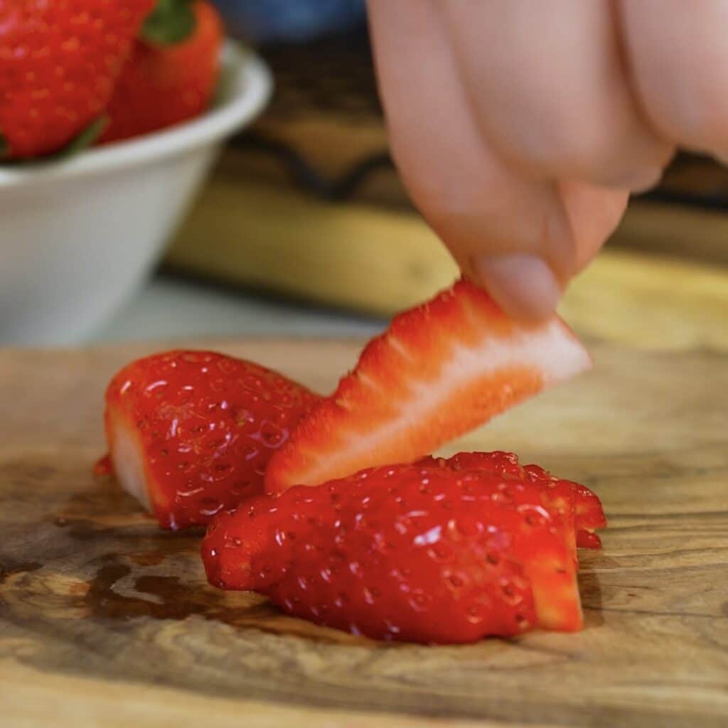 Thinly sliced fresh strawberries for filling