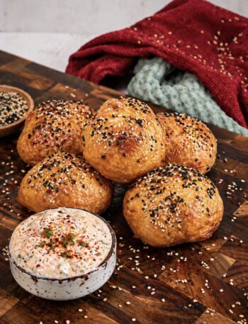 Crispy Air Fryer Rice Paper Cheese Balls served on a wooden board