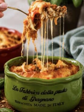 Stuffed Caccavelle Pasta Bake with Ricotta and Beef fresh from the oven