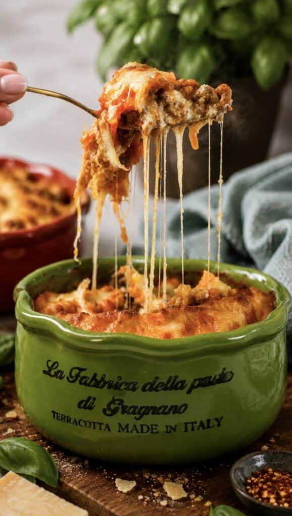 Stuffed Caccavelle Pasta Bake with Ricotta and Beef fresh from the oven