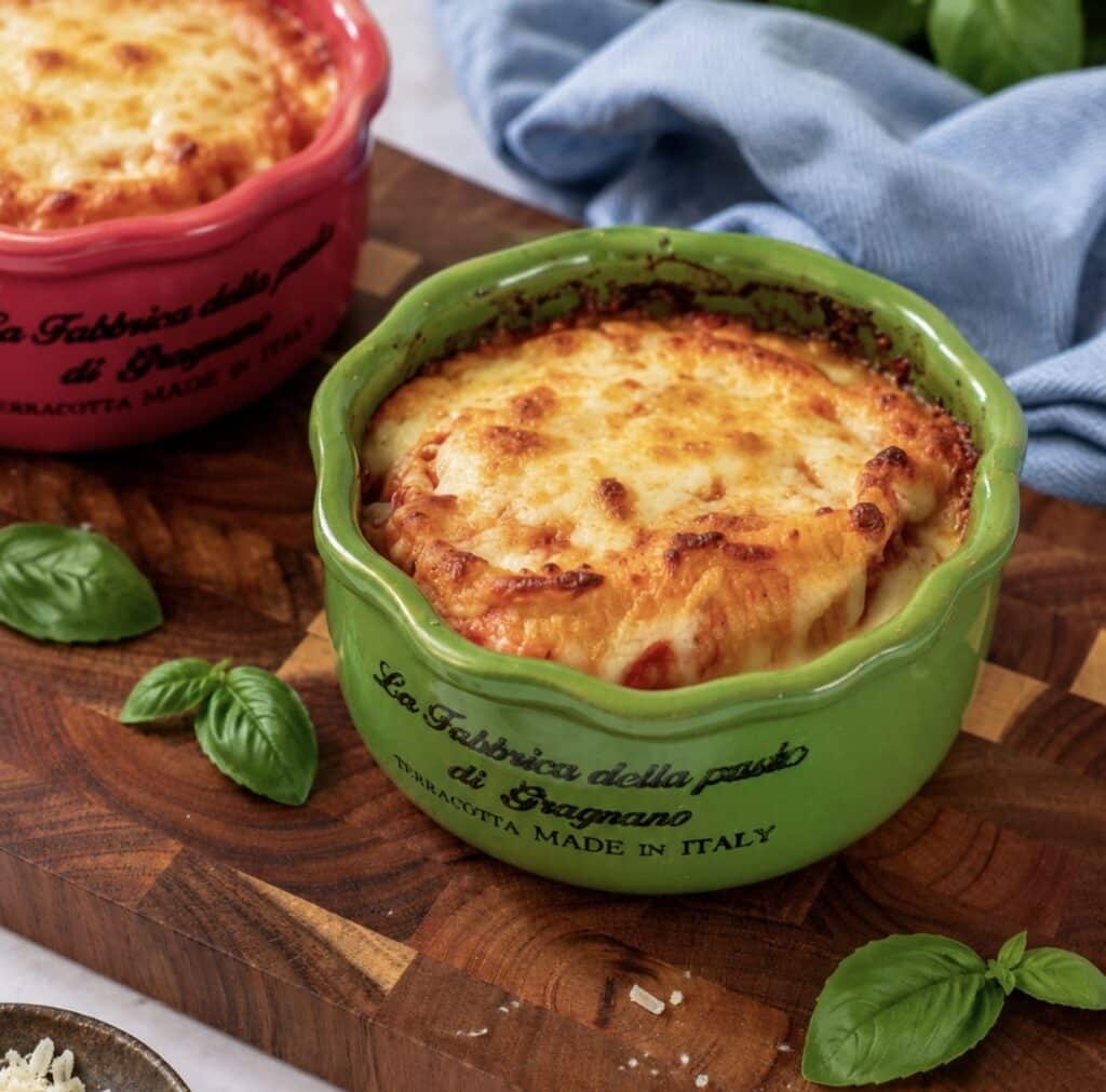 Stuffed Caccavelle Pasta Bake with Ricotta and Beef fresh from the oven
