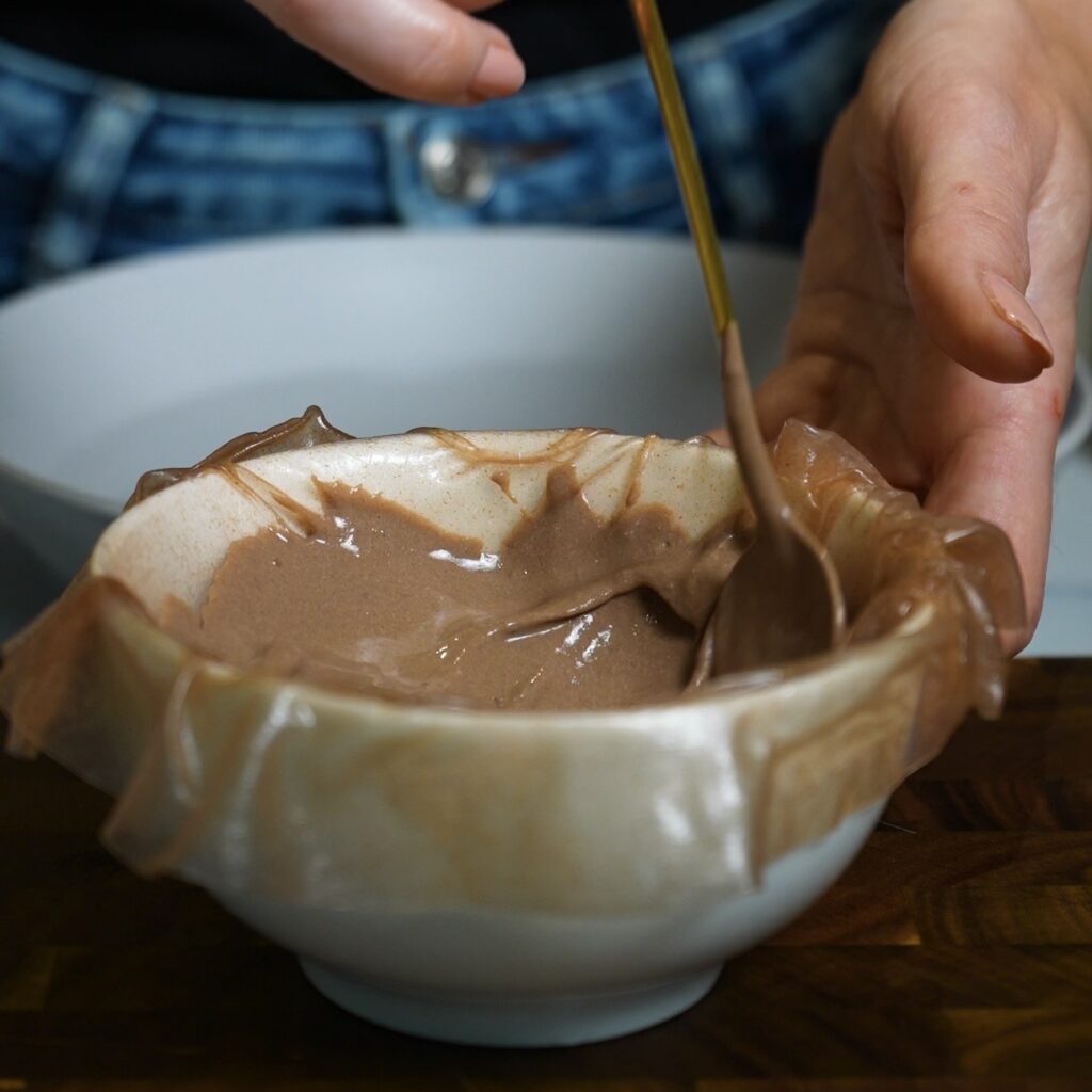 Spreading the Chocolate Mochi Filling